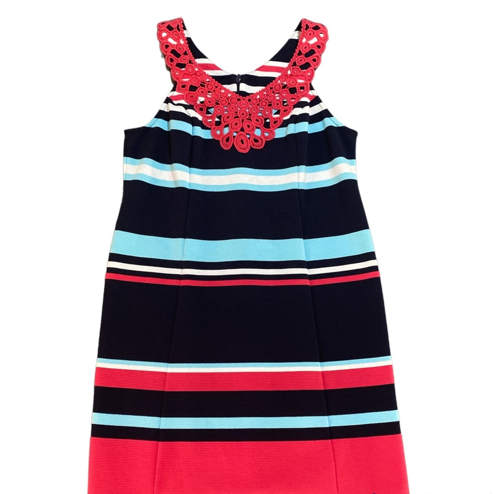 Crown & Ivy sleevelessβ striped shift dress XS Coastal Vacation Resort Nautical